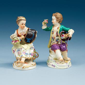 A pair of Meissen figures, 20th Century.