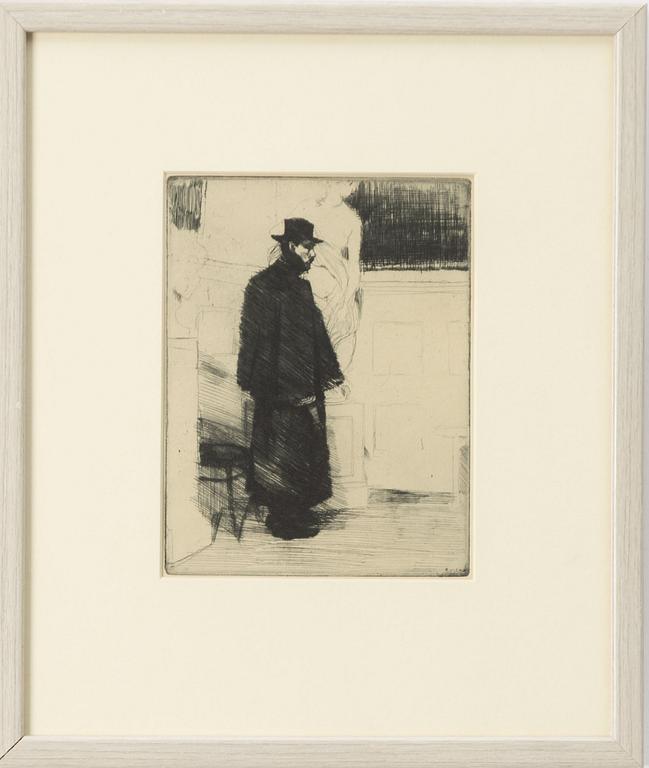 Axel Fridell, "Man i kappa" (Konstnären Arvid Knöppel).