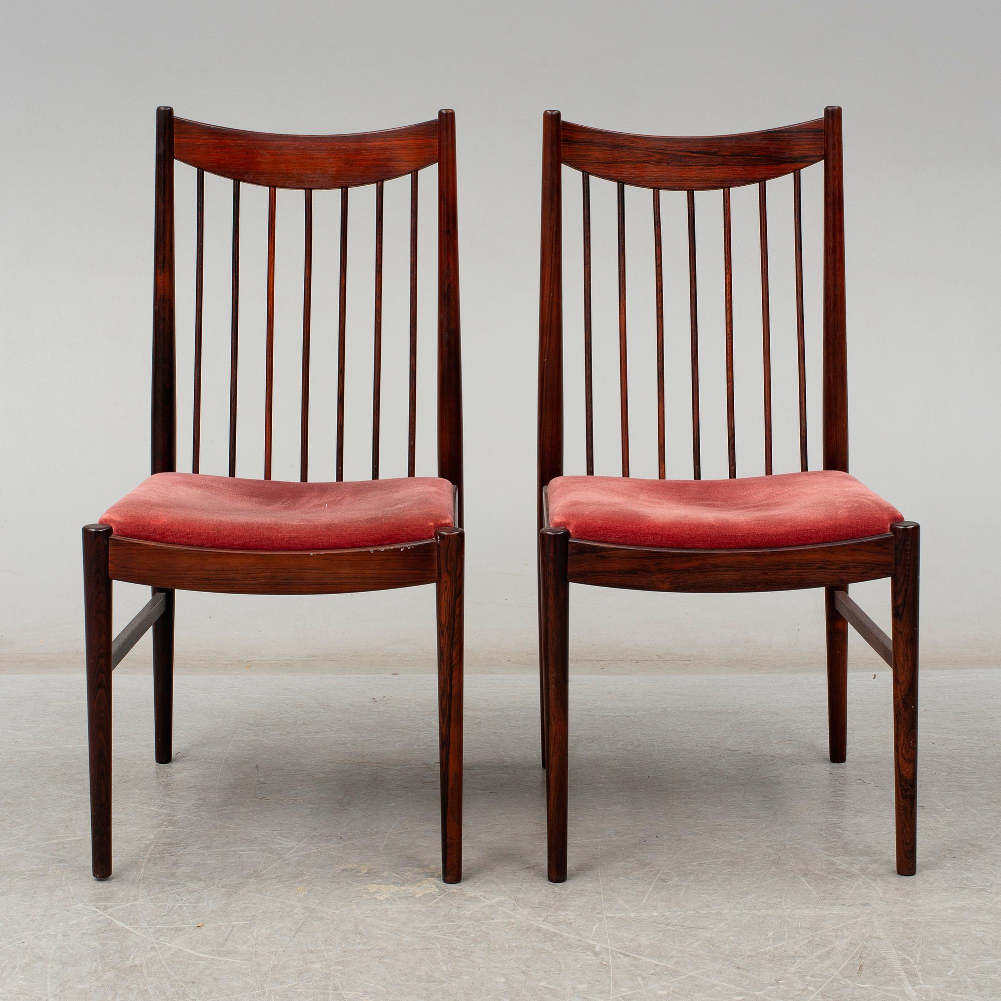 ARNE VODDER, eight Danish rosewood chairs from Sibast, 1960's.