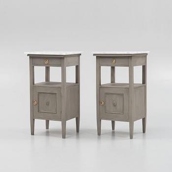 Bedside tables, a pair, first half of the 20th century.