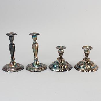 2+2 silver candlesticks, one pair by CG Hallberg, Stockholm 1961.