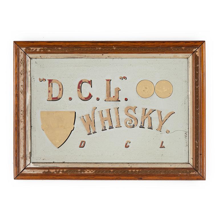 SKYLT/SPEGEL, D.C.L Whisky, omkring 1900.