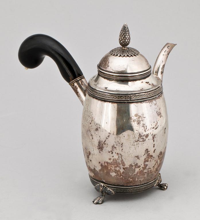 KAFFEKANNA, silver, Carl Magnus Rydberg, Stockholm 1823. Vikt ca 430 gram.