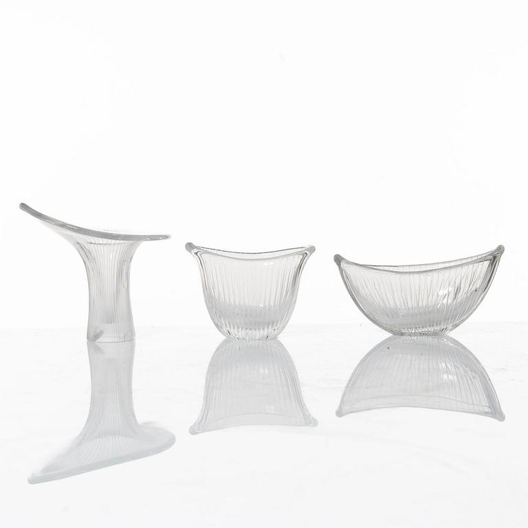 Tapio Wirkkala, "Chanterelle", vase and bowls, 3 pcs, Iittala.