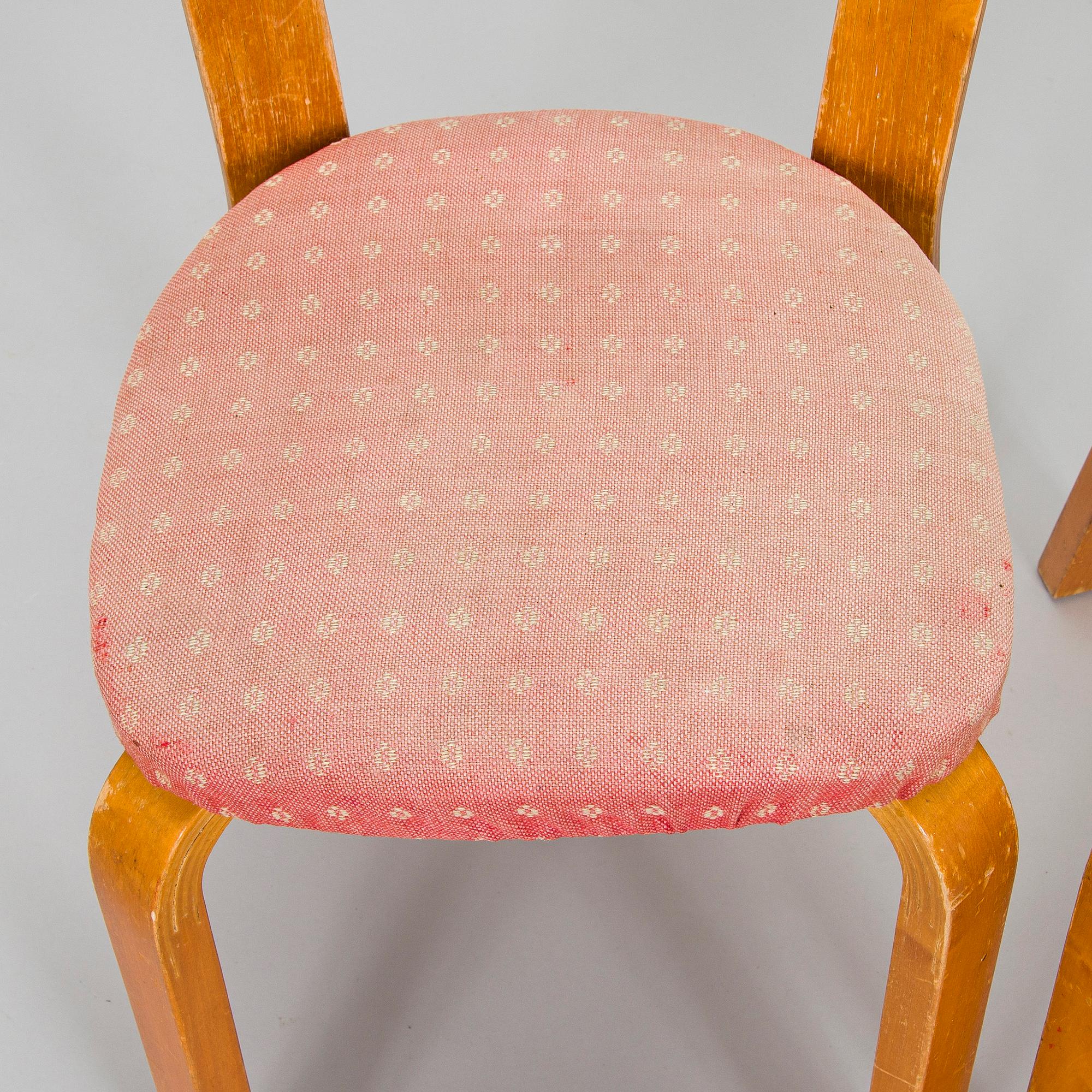 Alvar Aalto, a pair of  'A65' chairs for O.Y. Huonekalu- ja Rakennustyötehdas A.B. early 1940s.