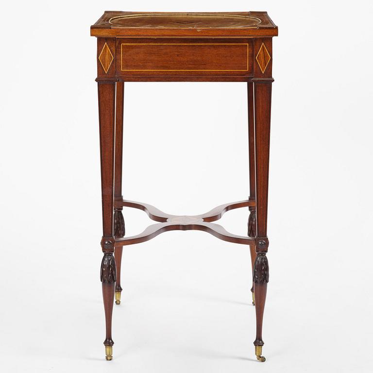 A late Gustavian mahogany parquetry table by L. Qvarnberg '(master in Stockholm 1801-1813).