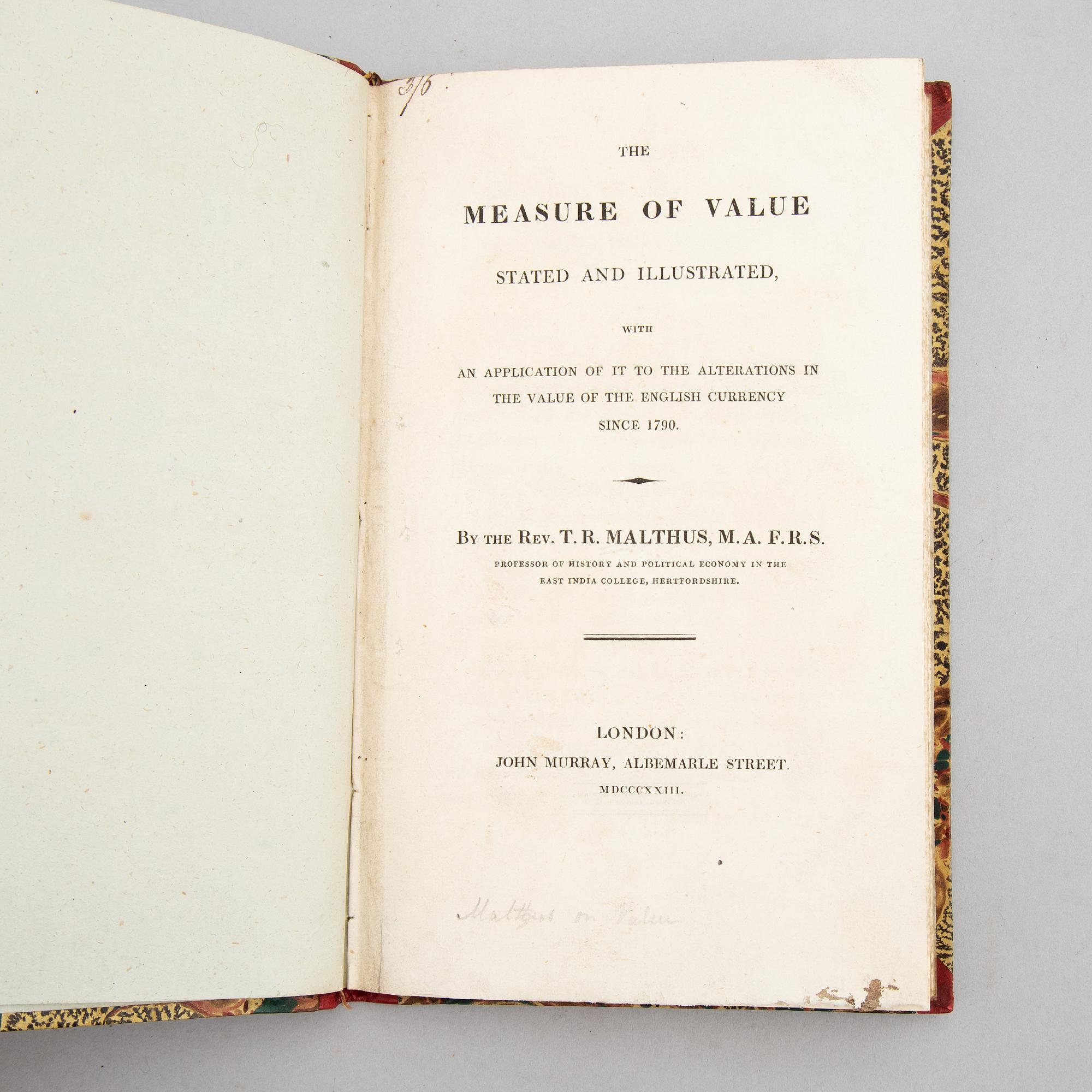Malthus’ The Measure of Value, 1823.