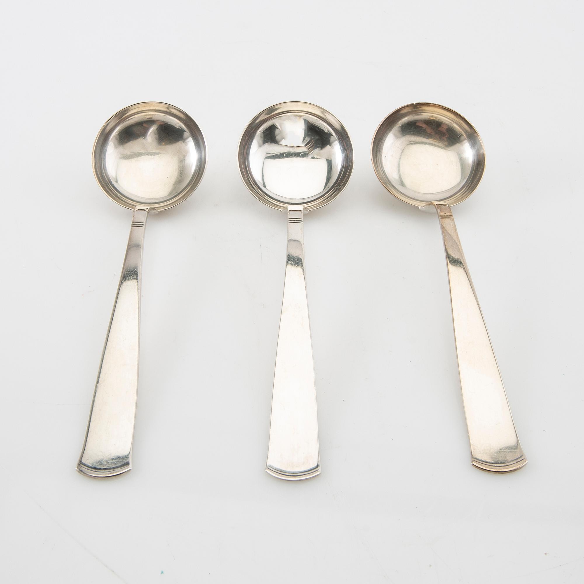 Jacob Ängman, bouillon spoons 12 pcs. "Rosenholm" silver GAB Stockholm 1956.