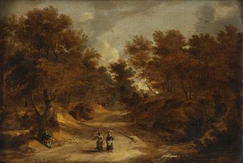 772. Lodewyk de Vadder, attributed to, Landscape with wandering figures on the road.