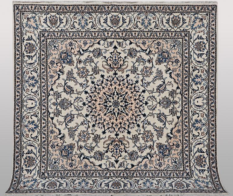 A rug, Nain, part silk, ca 200 x 195 cm.