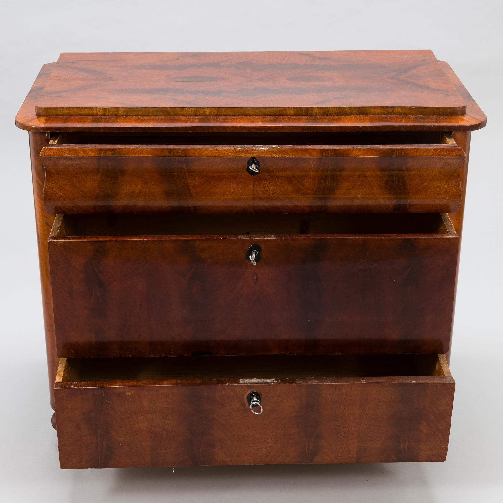 A Russian latter half of the 19th century chest of drawers in mahogany.