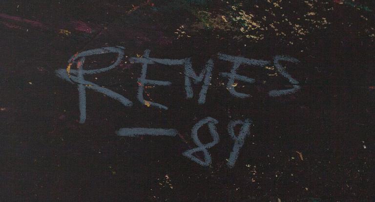 Jukka Remes, acrylic and mixed media on paper, signed and dated-89.