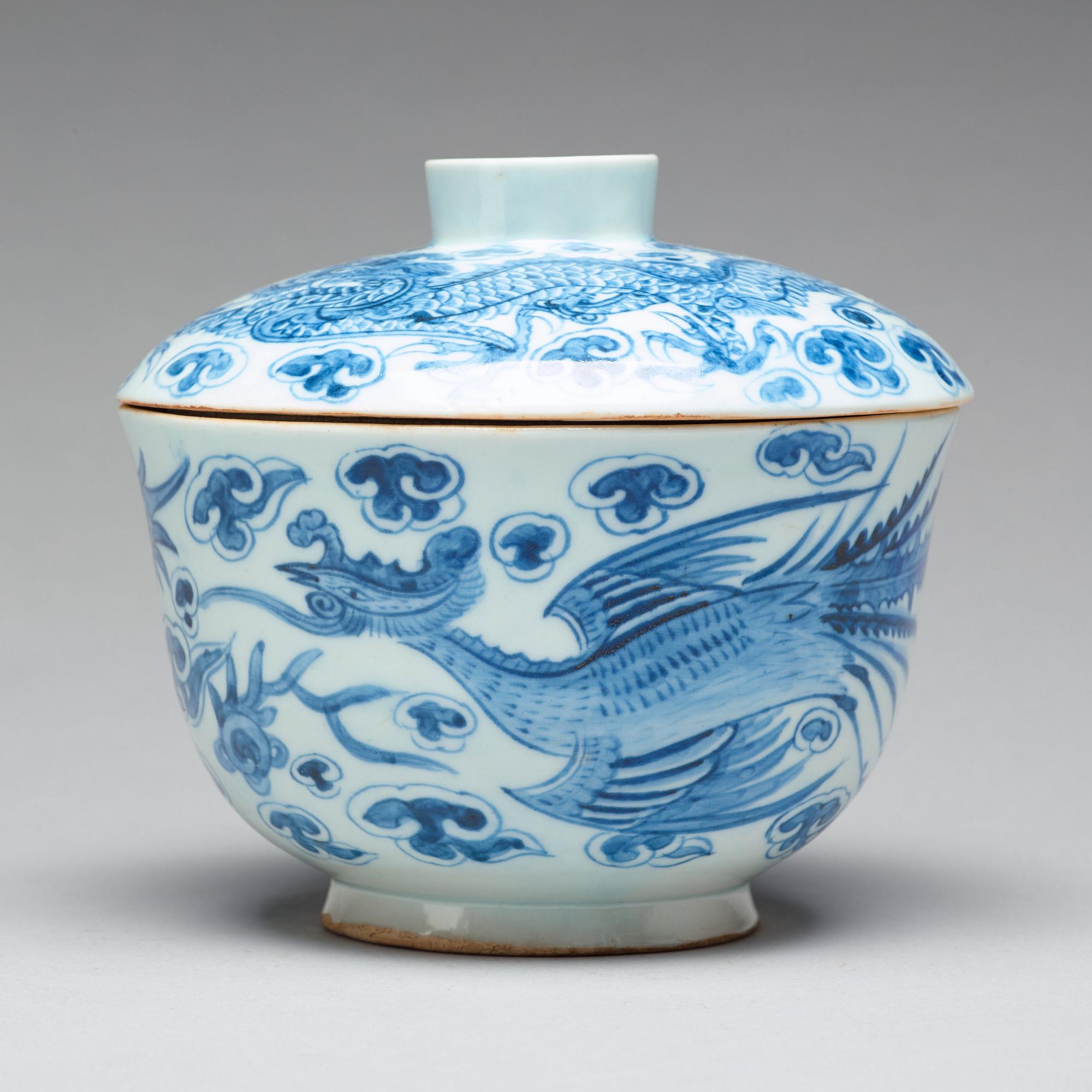 SKÅL och LOCK, porslin. Korea, Choson, 1800-tal.