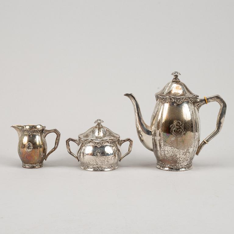 Kaffeservis, 3 delar, silver, Eric Kalb Eftr, Halmstad 1938.