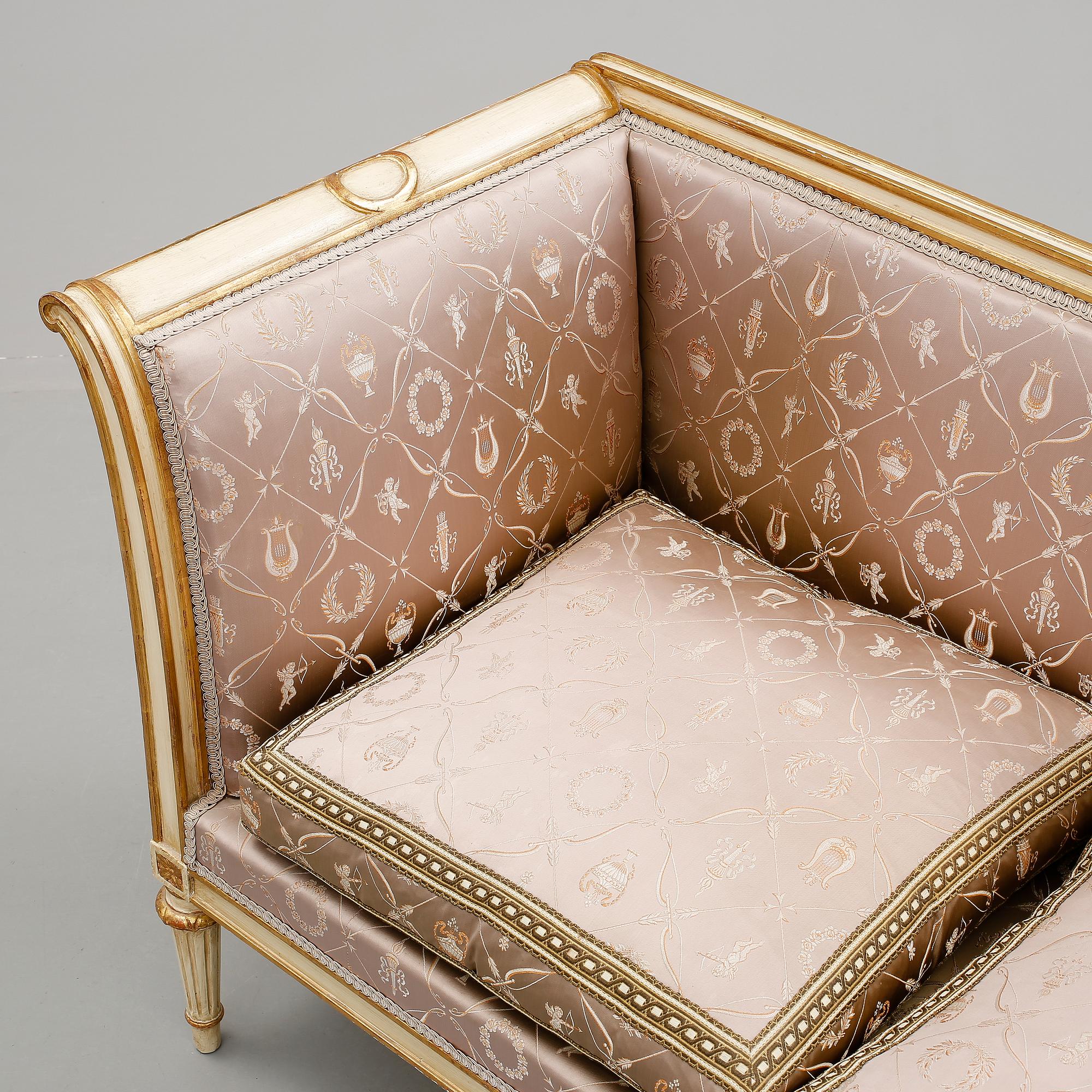 SALONGSGRUPP, 3 delar, Louis XVI-stil, Spanien, 1900-talets första hälft.