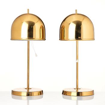 Eje Ahlgren, a pair of brass table lamps, model 'B-075', Bergboms, Sweden, 1960's-70's.