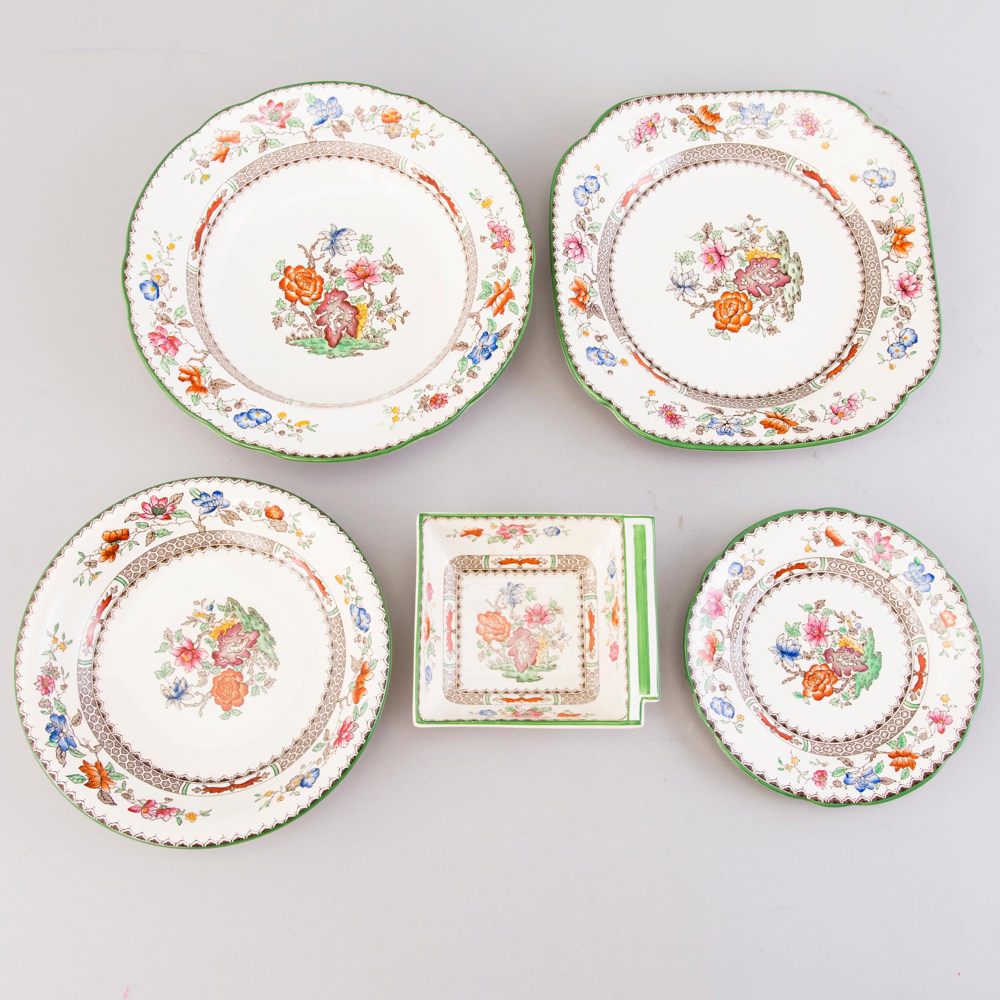 A 132-piece set of 'Chinese Rose' tableware, Copeland Spode, England 1930s.