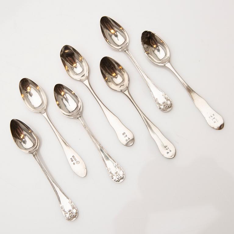 Coffee spoons, 7 pieces, silver, 1810-1903, Sweden.