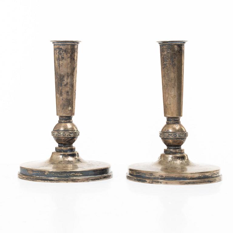 A pair of silver candelabra, MGAB, Uppsala 1951.