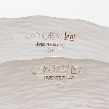 Tapio Wirkkala, lautasia, 6 kpl, hopeaa, TW 140, Kultakeskus, Hämeenlinna 1976-79.