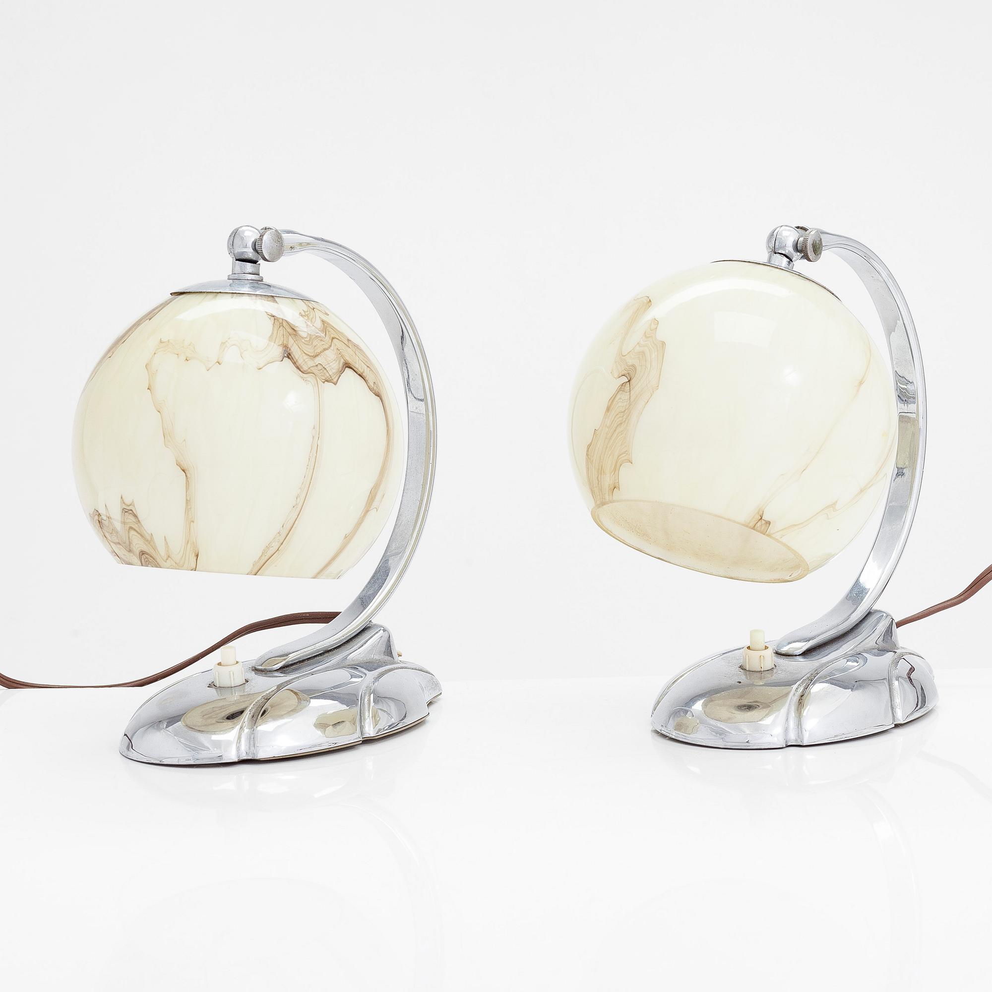 Bordslampor, ett par, funkis, 1930-tal.