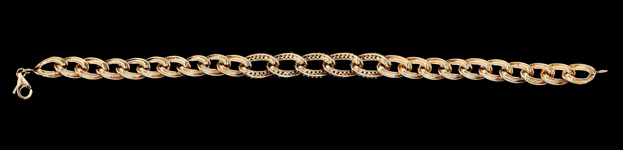 ARMBAND, 14K guld med olikfärgade safirer och tsavoriter. Total vikt ca 21 g.