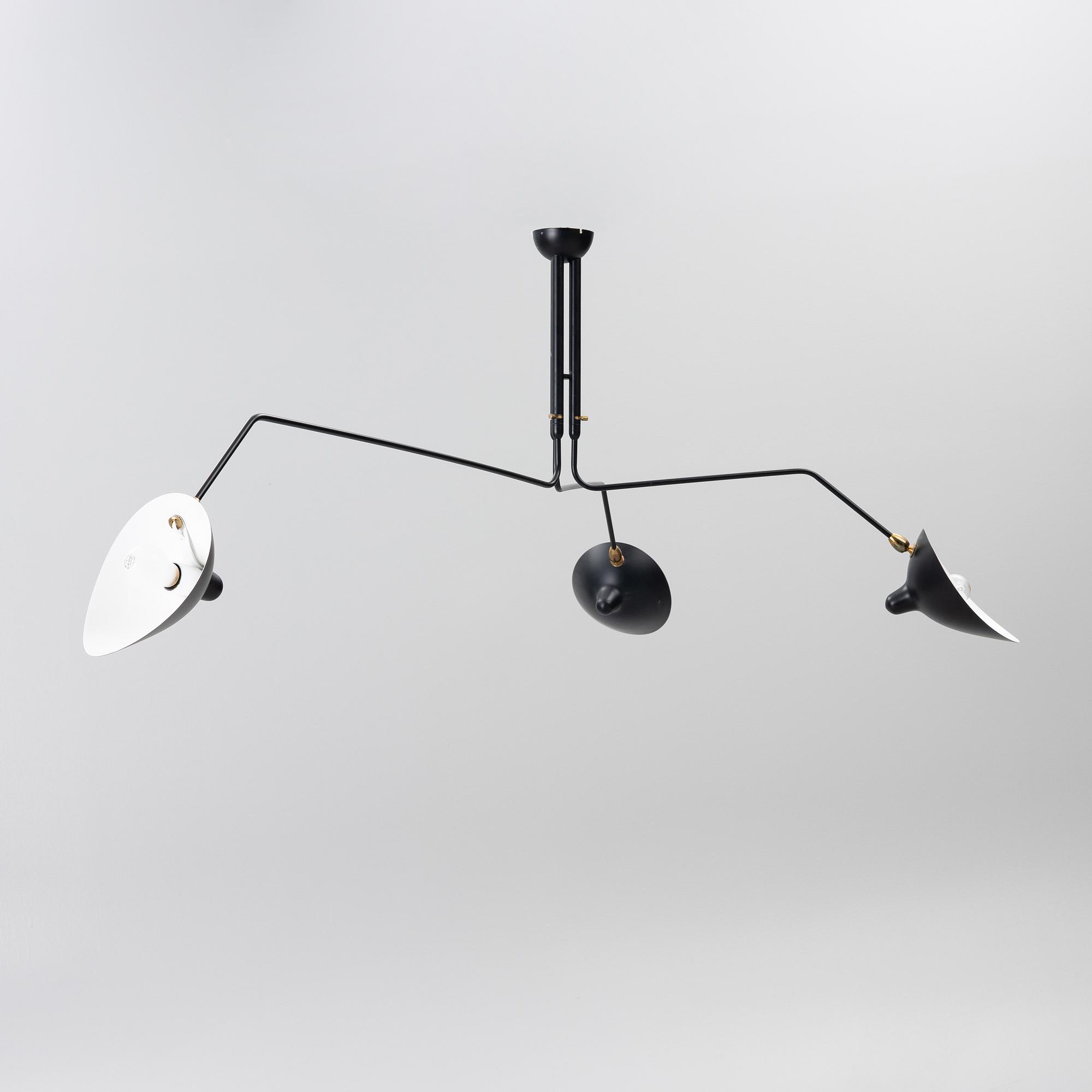Serge Mouille, taklampa, "Lampadaire", Frankrike, 2014.