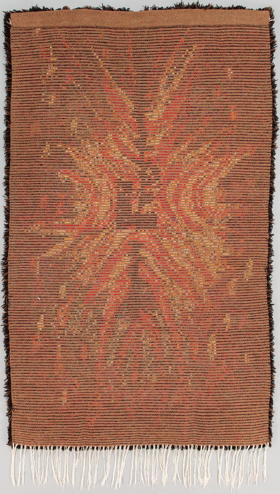 Satu Peura, ryijy, A Finnish wool ryijy rug "Fire flower", 172 x 101 cm.