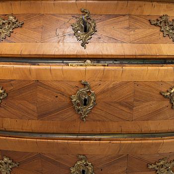 A Rococo parquetry commode, attributed to J. F. Salborg (master in Stockholm 1757-95).