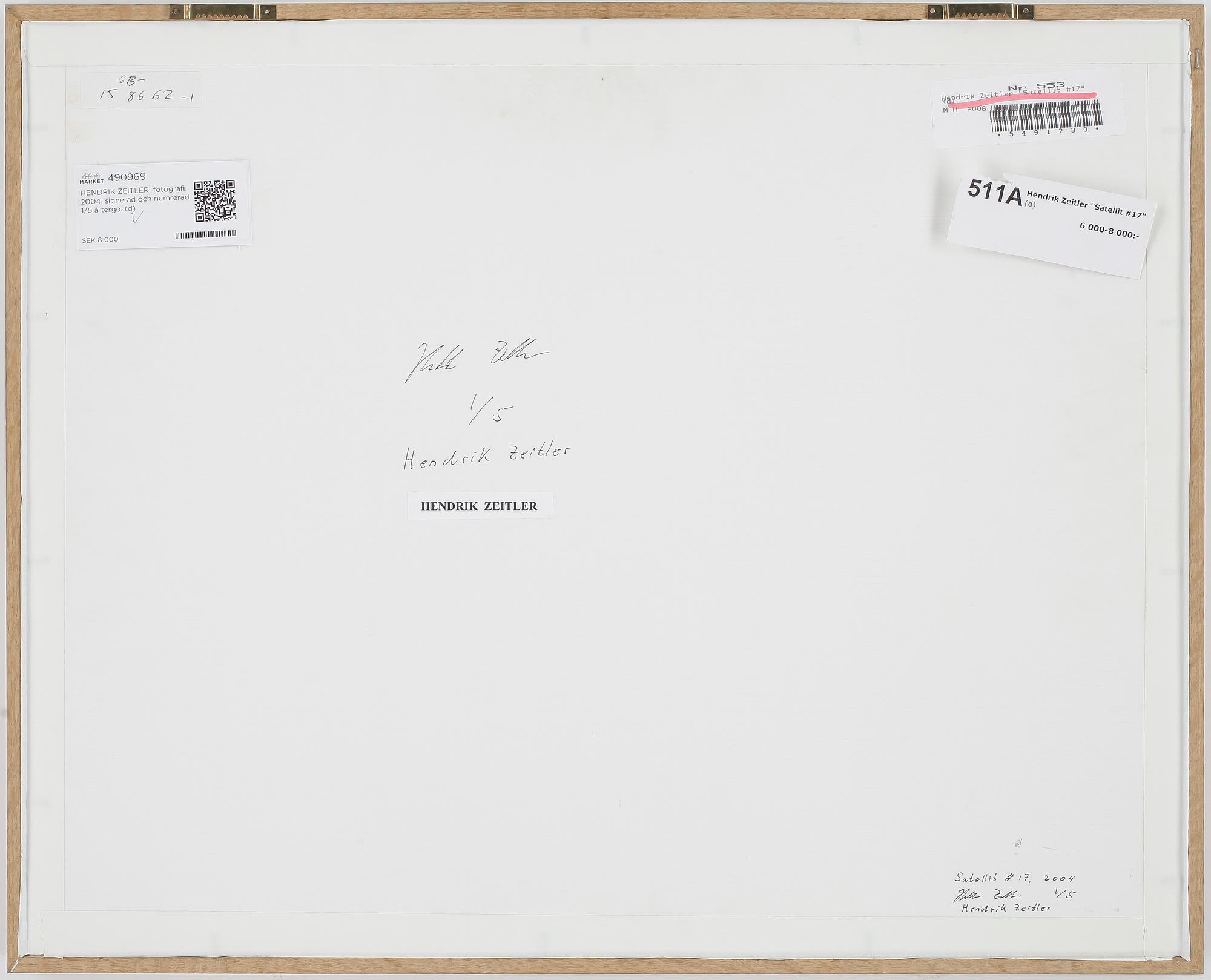 HENDRIK ZEITLER, Analog C-print, 2004, signerad och numrerad 1/5 a tergo.