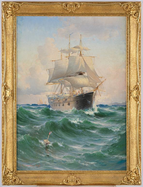 Ludvig Richarde, The steam corvette "Freja" in a lateral view.