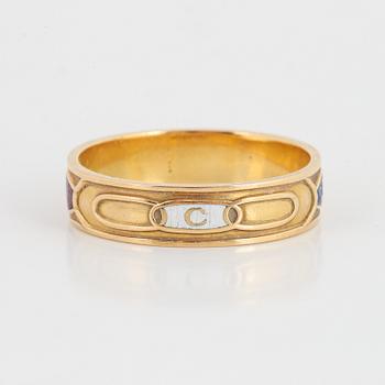 Ring, Odd Fellow, 18K guld och emalj.