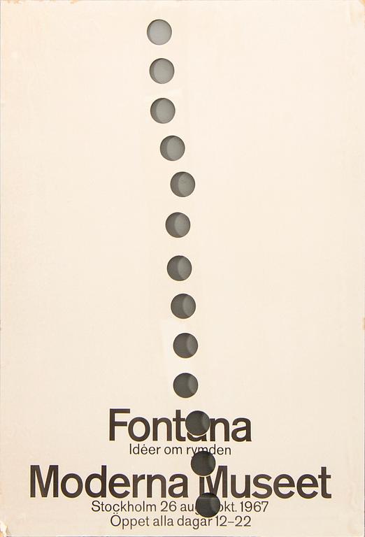 John Melin, utställningsaffisch, Moderna Museet för Lucio Fontana. Signerad av Lucio Fontana.