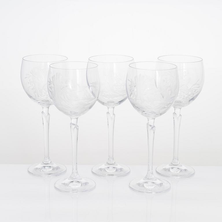 Drinking glasses, 21 pcs, with animal motifs, possibly Germany, late 20th century.