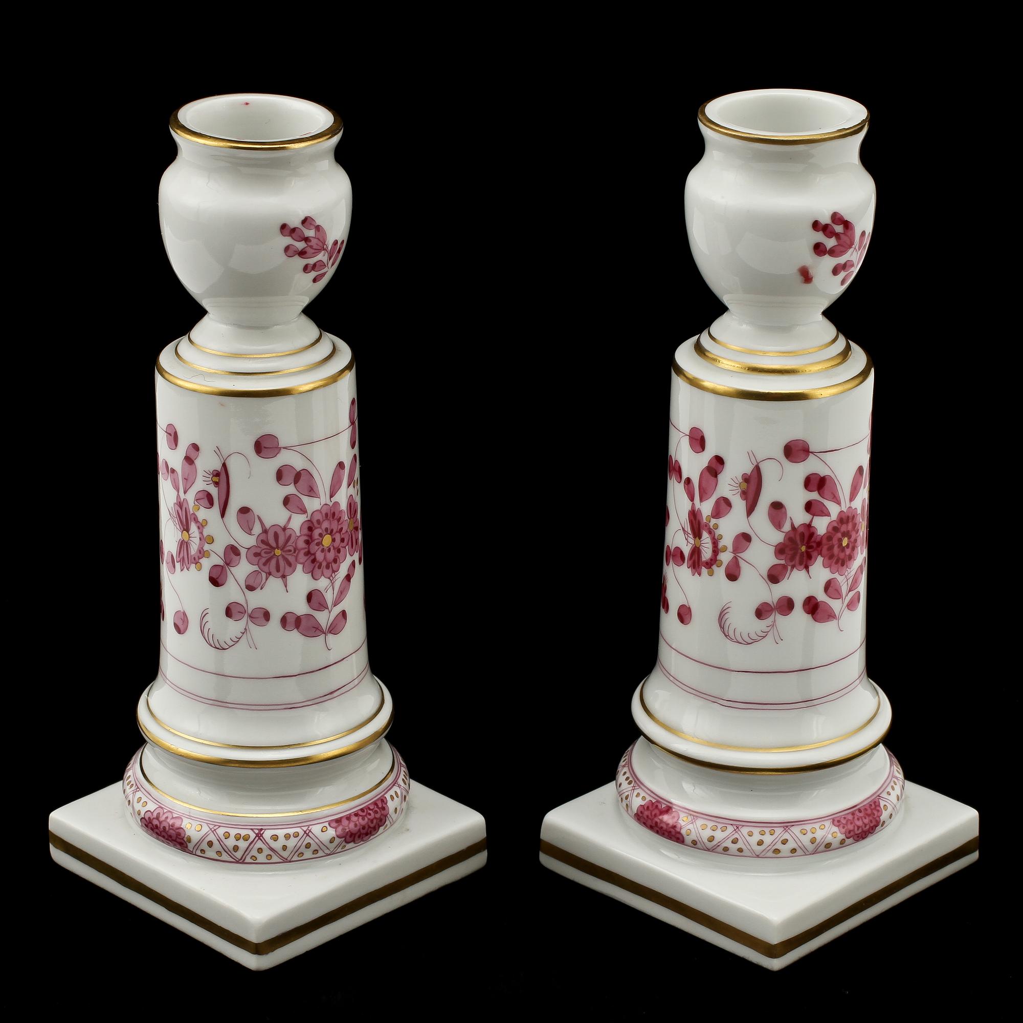 LJUSSTAKAR, ett par samt SKÅLFAT, porslin, Meissen, 1900-tal.