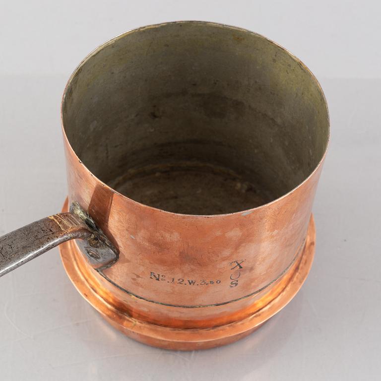 Royal saucepan from the households of Oscar I & Carl XV, mid 19th century.