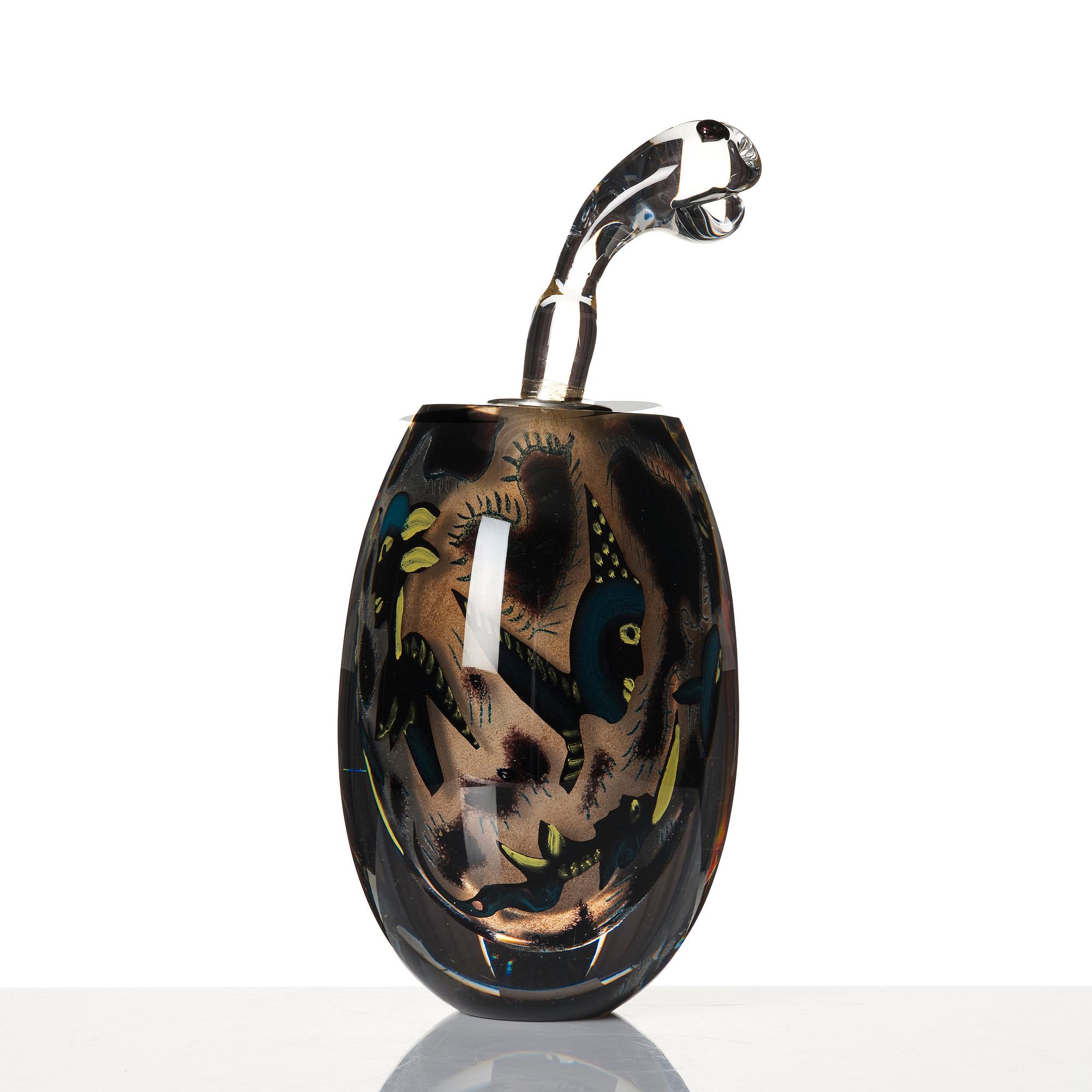 Ulrica Hydman-Vallien, a unique 'Kabale' glass sculpture, Kosta Boda, Sweden 1986.
