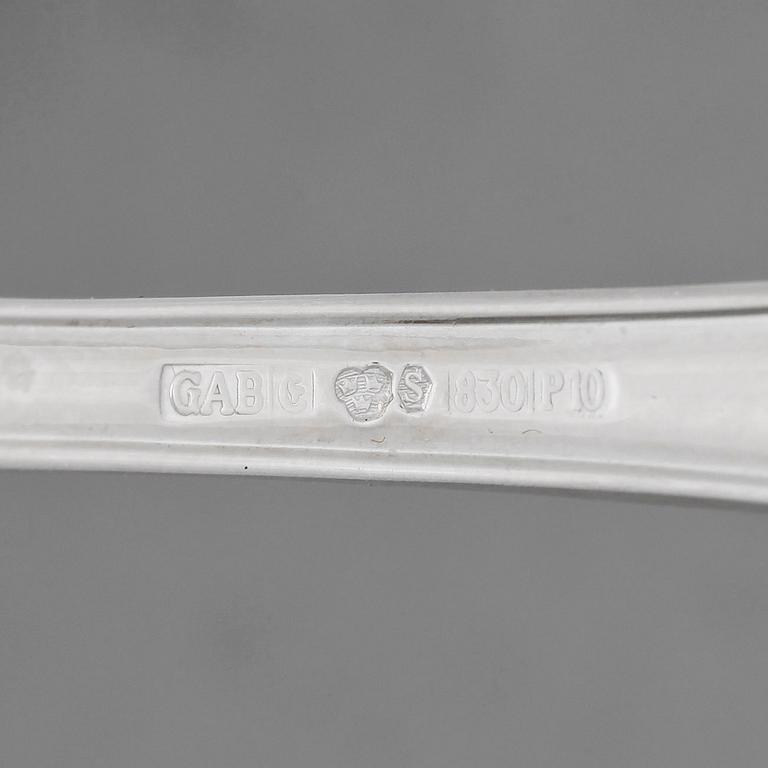 FISKBESTICK, 24 delar, silver, "Svensk rund", GAB, 1980-tal. Tot ca 1080 gram.