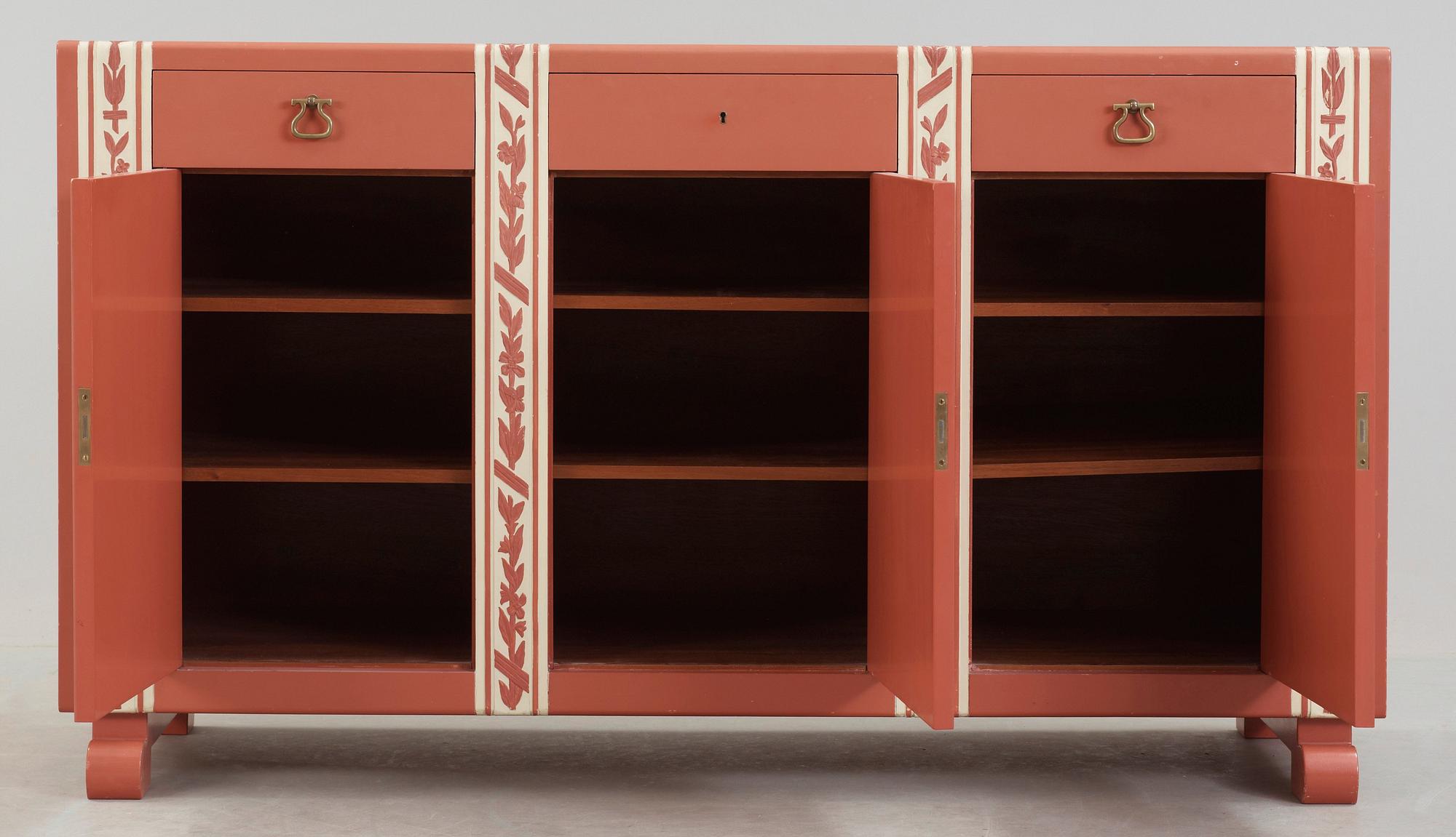 A Carl Malmsten lacquered and carved sideboard, Stockholm probably 1930's.