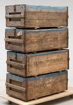 LÅDOR, 4 stycken, AB Vin- & Spritcentralen, 1900-talets första hälft.