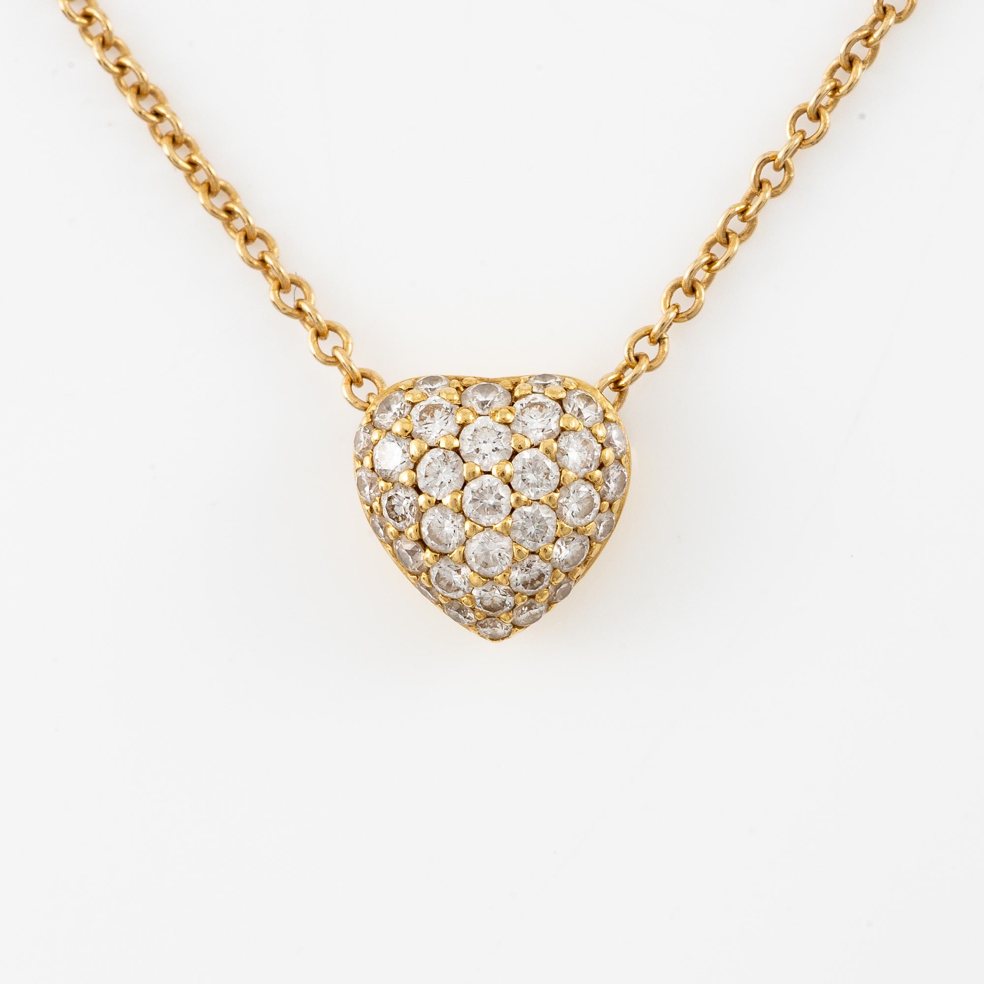 Engelbert, collier, "pavé heart", 18K guld med briljantslipade diamanter.