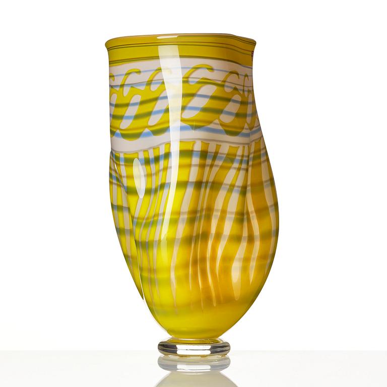 Gunnar Cyrén, a graal glass vase, Orrefors, Sweden 1989.