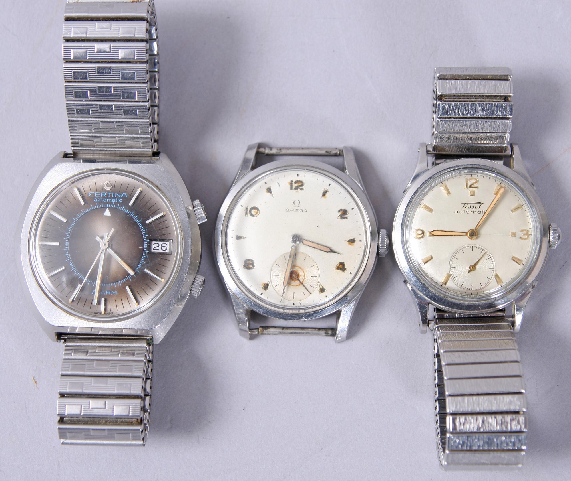 HERRARMBANDSUR, 3 st, Certina, Omega samt Tissot.