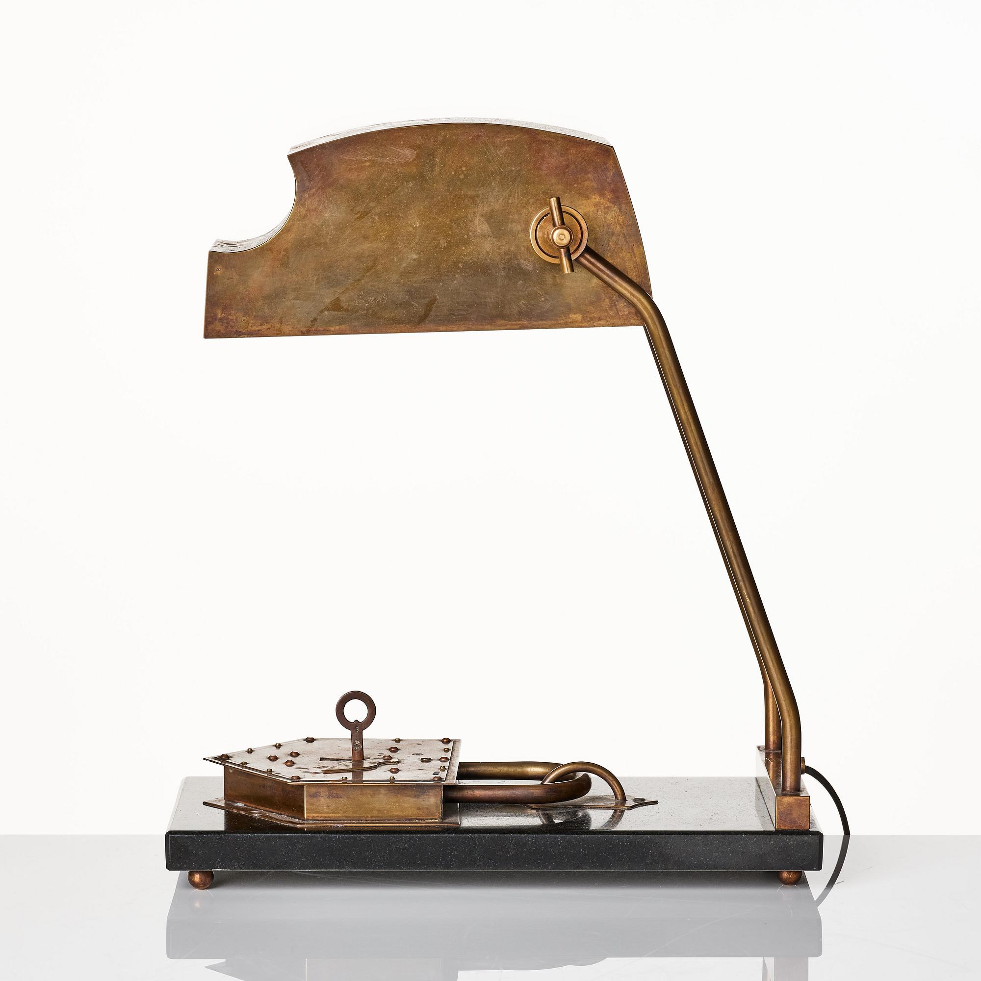 An Austrian brass table lamp, Vienna 1928.