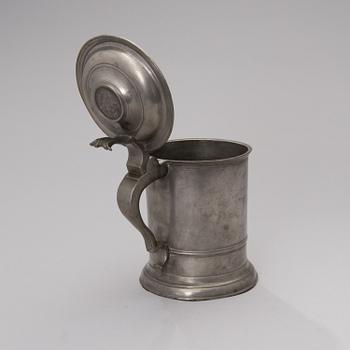 A FINNISH PEWTER TANKARD, Johan Lindblad, Turku 1861.