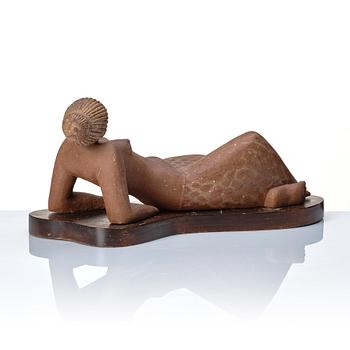 Stig Lindberg, a stoneware sculpture of a female figure, Gustavsberg studio, Sweden, mid 1900's.