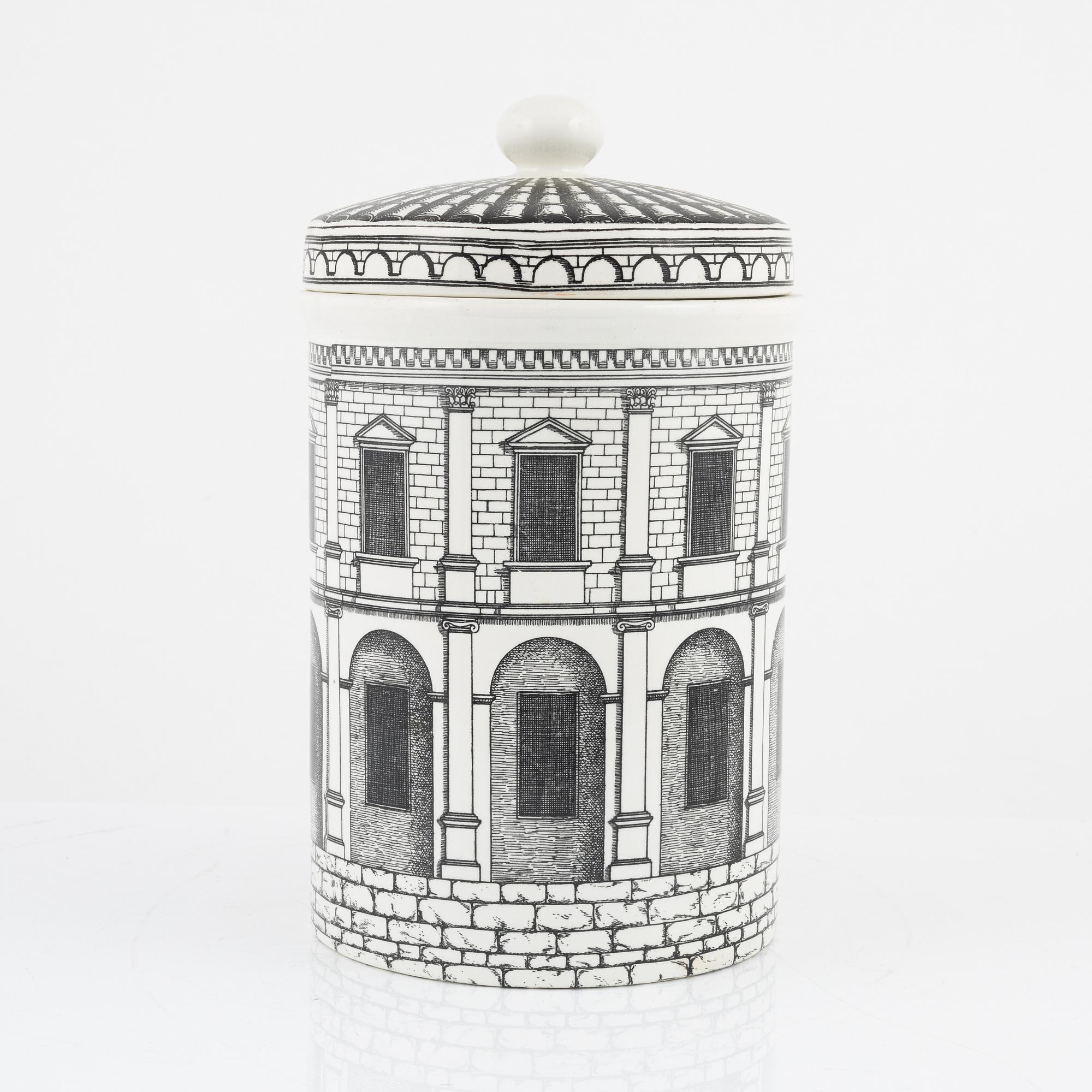 Piero Fornasetti, an earthenware covered jar, Milano, Italy.