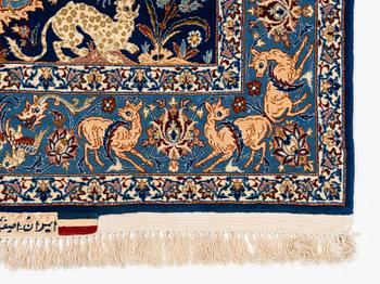 Matta, semiantik Isfahan, Centrala Persien, part silk, signerad, ca 175 x 106 cm.