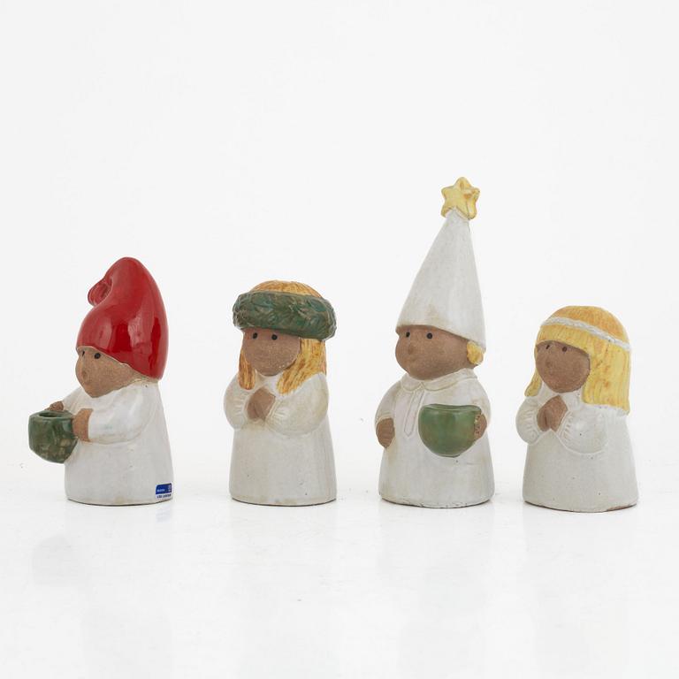 Lisa Larson, figuriner, 4 st, stengods, ur serien "Advent", Gustavsberg.