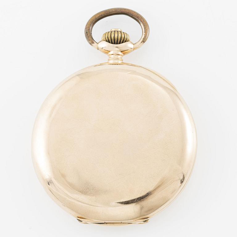 Alpina, pocket watch, hunter, 14K gold, 53 mm.